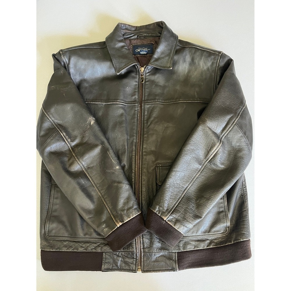 Cherokee Mens Genuine Leather Bomber Jacket